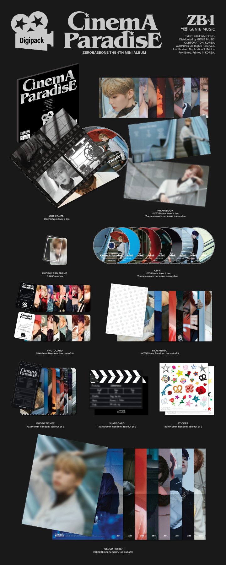 제로베이스원 (ZEROBASEONE) - CINEMA PARADISE (DIGIPACK ver.) 랜덤