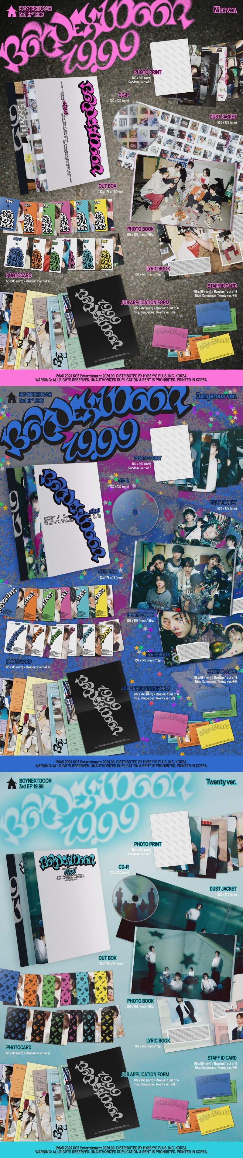 보이넥스트도어 (BOYNEXTDOOR) - 3rd EP [19.99] 3종 세트