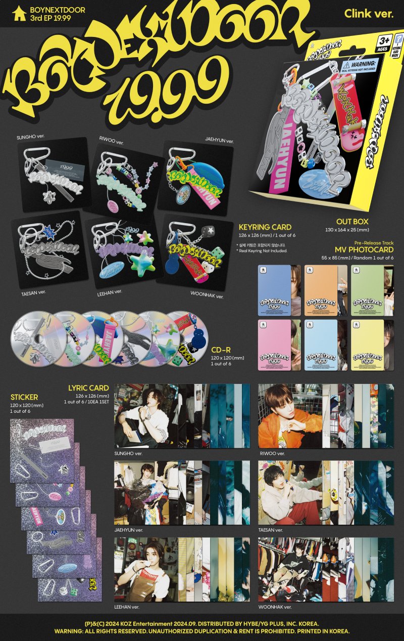 보이넥스트도어 (BOYNEXTDOOR) - 3rd EP [19.99] (Clink ver.) 6종 세트