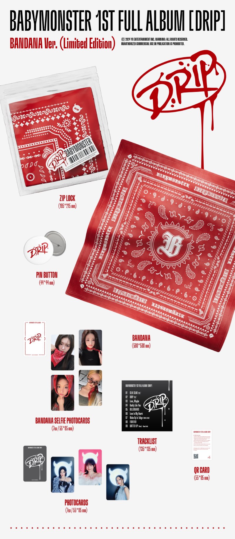 베이비몬스터 (BABYMONSTER) - 1st FULL ALBUM [DRIP] BANDANA Ver. (Limited Edition)