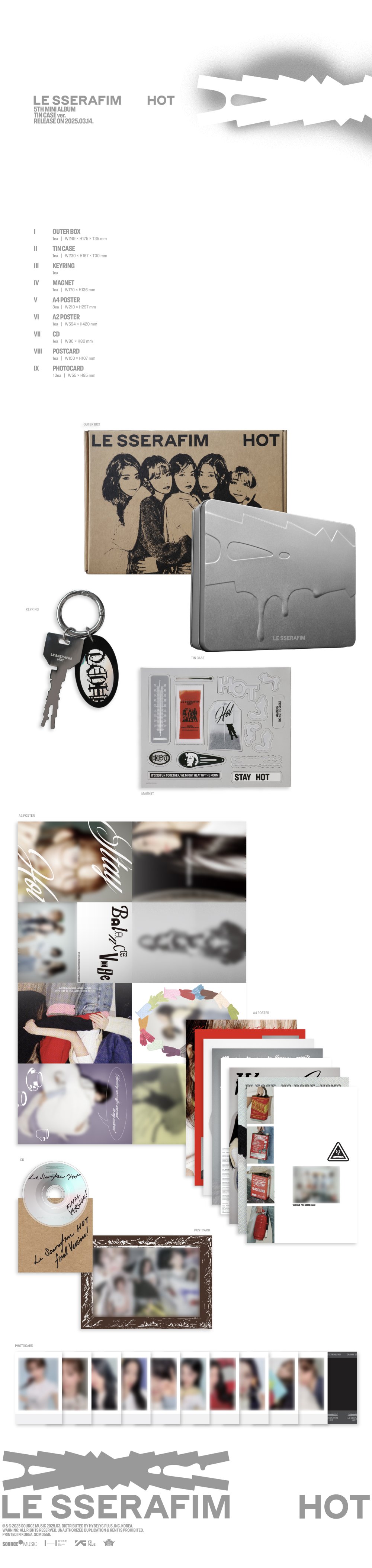르세라핌 (LE SSERAFIM) - 5th Mini Album 'HOT' (TIN CASE ver.)