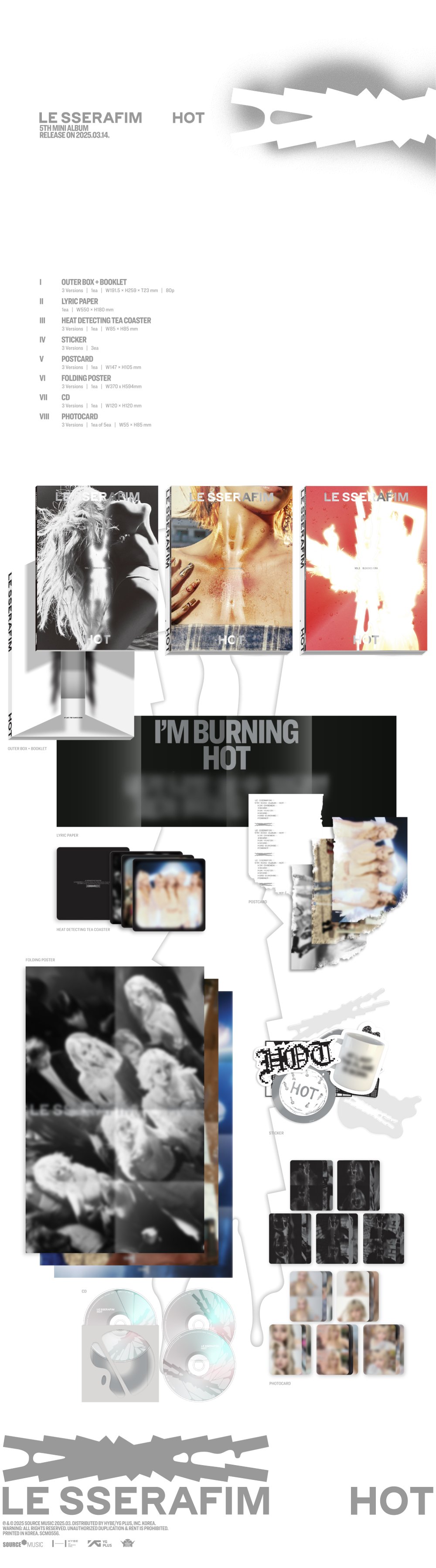 르세라핌 (LE SSERAFIM) - 5th Mini Album 'HOT' (랜덤)