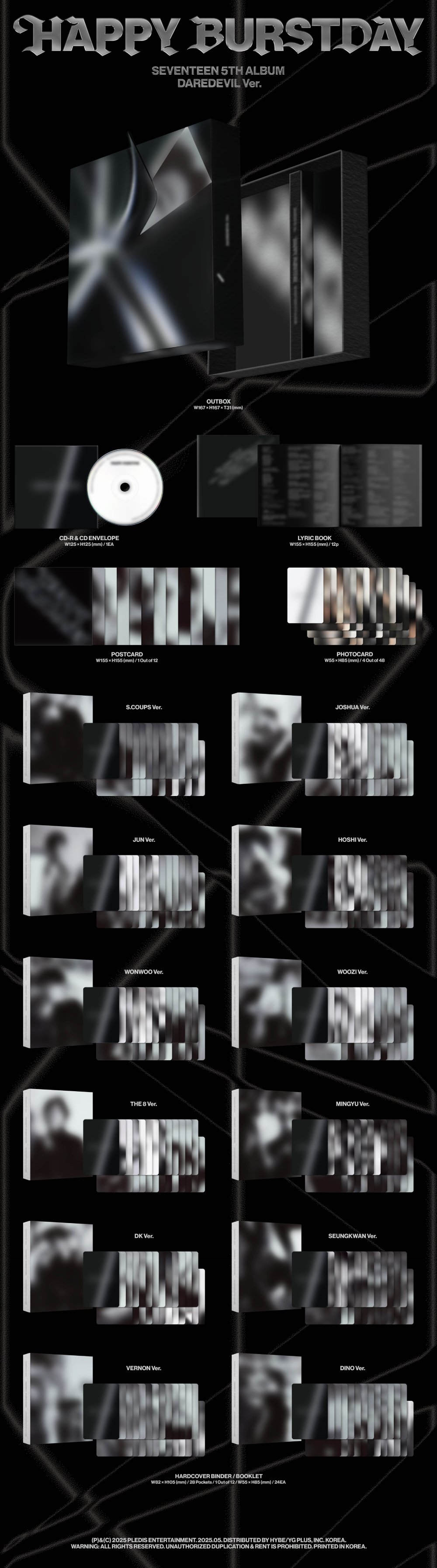세븐틴 (SEVENTEEN) - 5th Album 'HAPPY BURSTDAY' (DAREDEVIL Ver.)