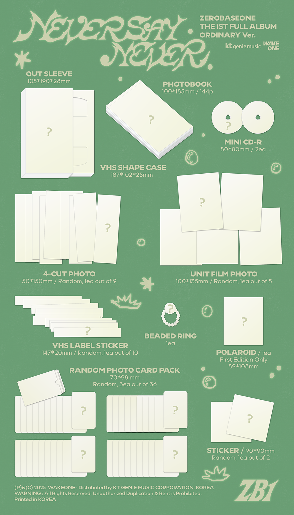 제로베이스원 - ZEROBASEONE THE 1ST FULL ALBUM [NEVER SAY NEVER] PHOTOBOOK Ver.(ICON & ORDINARY)(2종 중 랜덤발송)