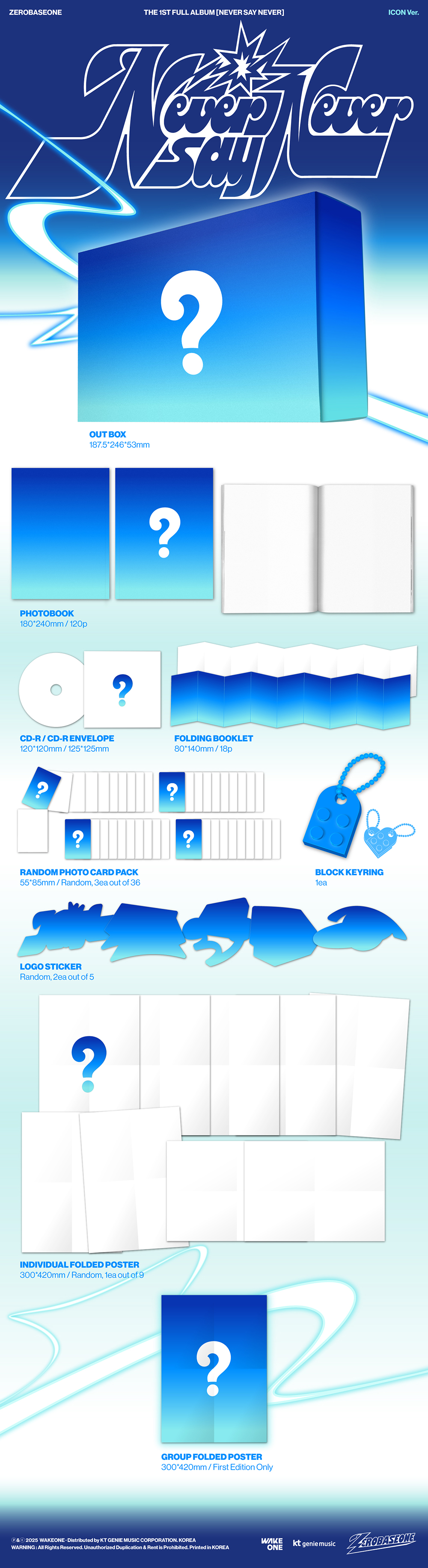 제로베이스원 - ZEROBASEONE THE 1ST FULL ALBUM [NEVER SAY NEVER] PHOTOBOOK Ver.(ICON & ORDINARY)(2종 중 랜덤발송)