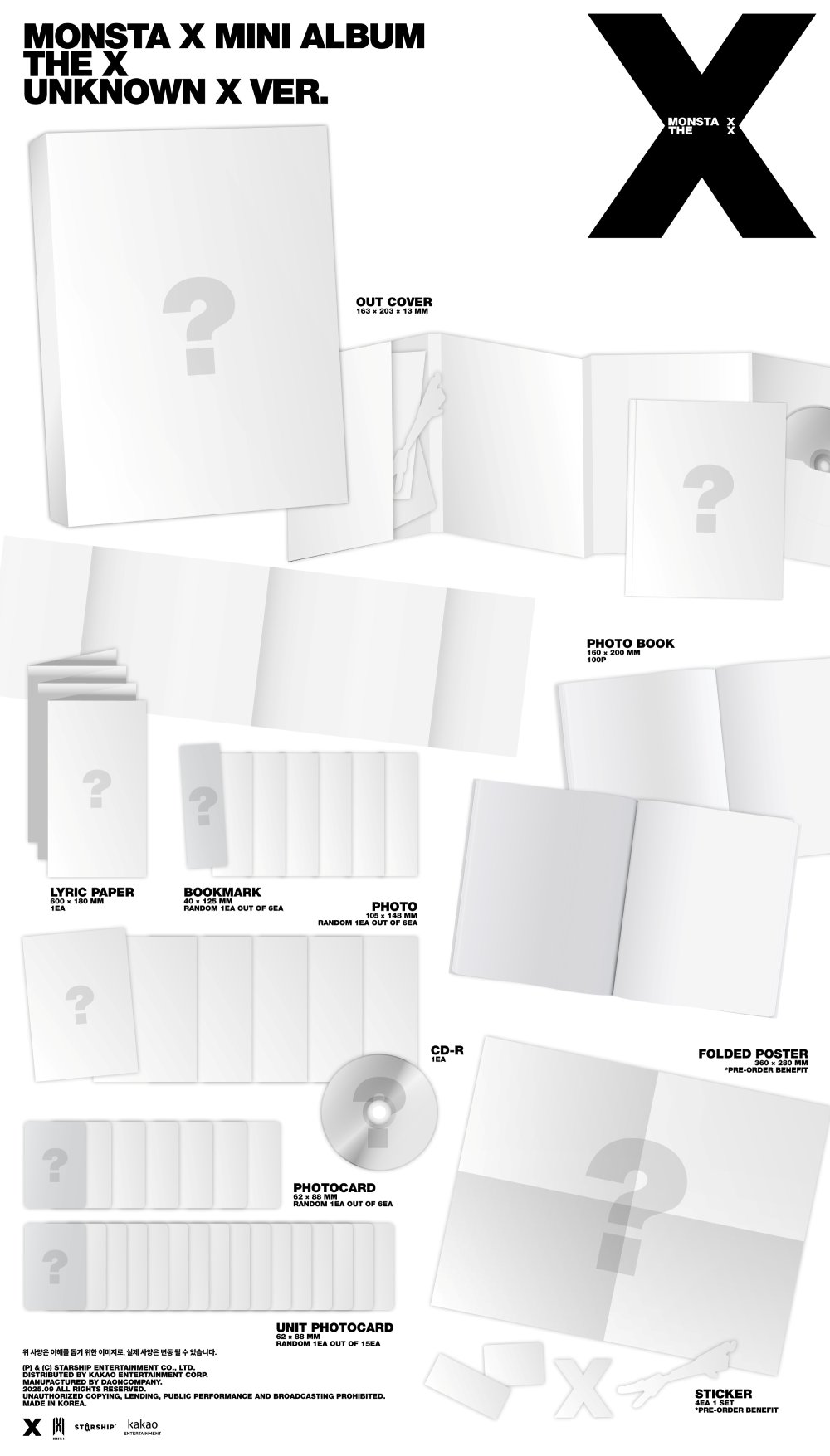 몬스타엑스 - MINI ALBUM THE X (UNKNOWN X VER./ UNDERDOG X VER / HELLO X VER./ XX VER.)