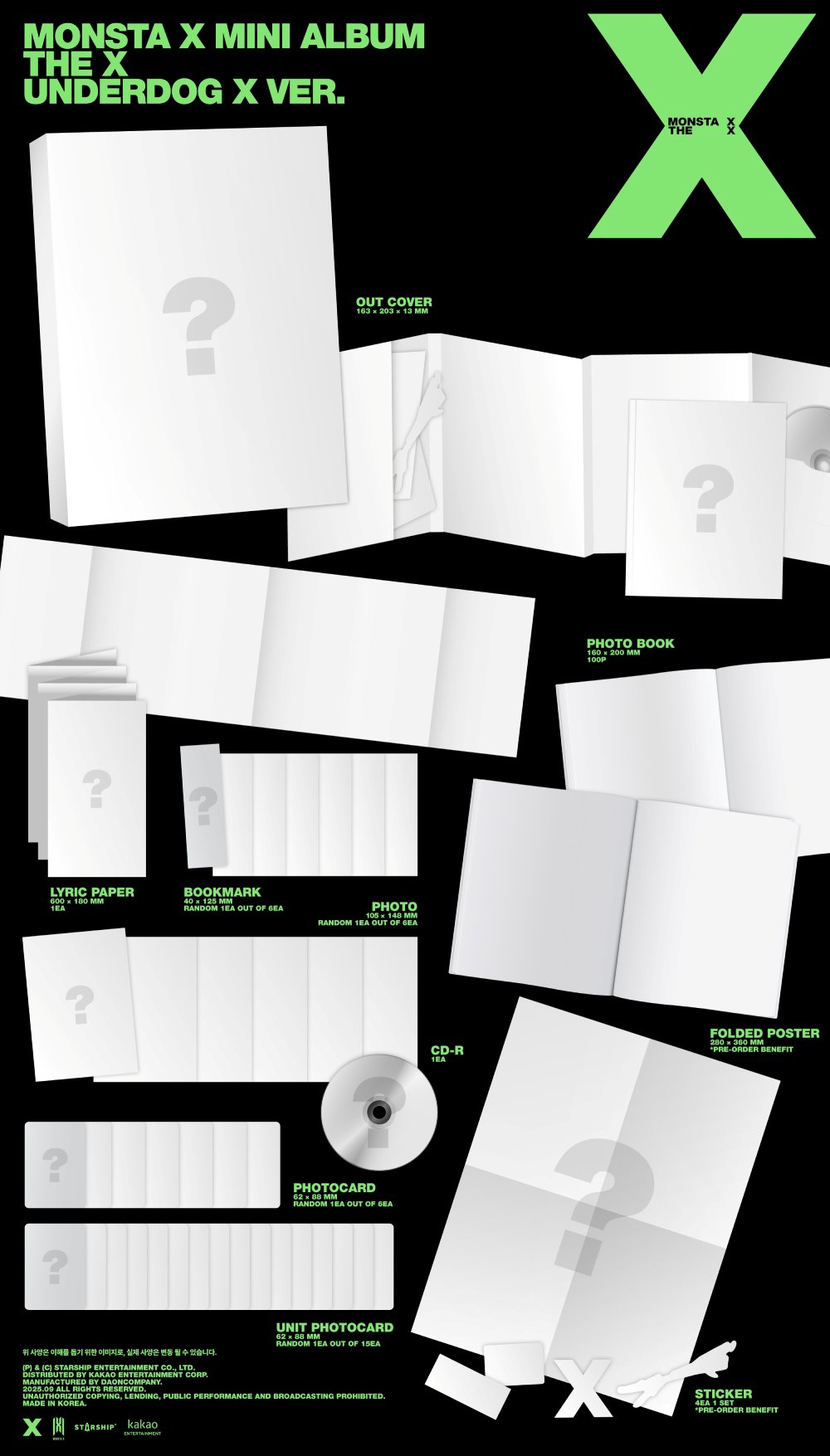 몬스타엑스 - MINI ALBUM THE X (UNKNOWN X VER./ UNDERDOG X VER / HELLO X VER./ XX VER.)