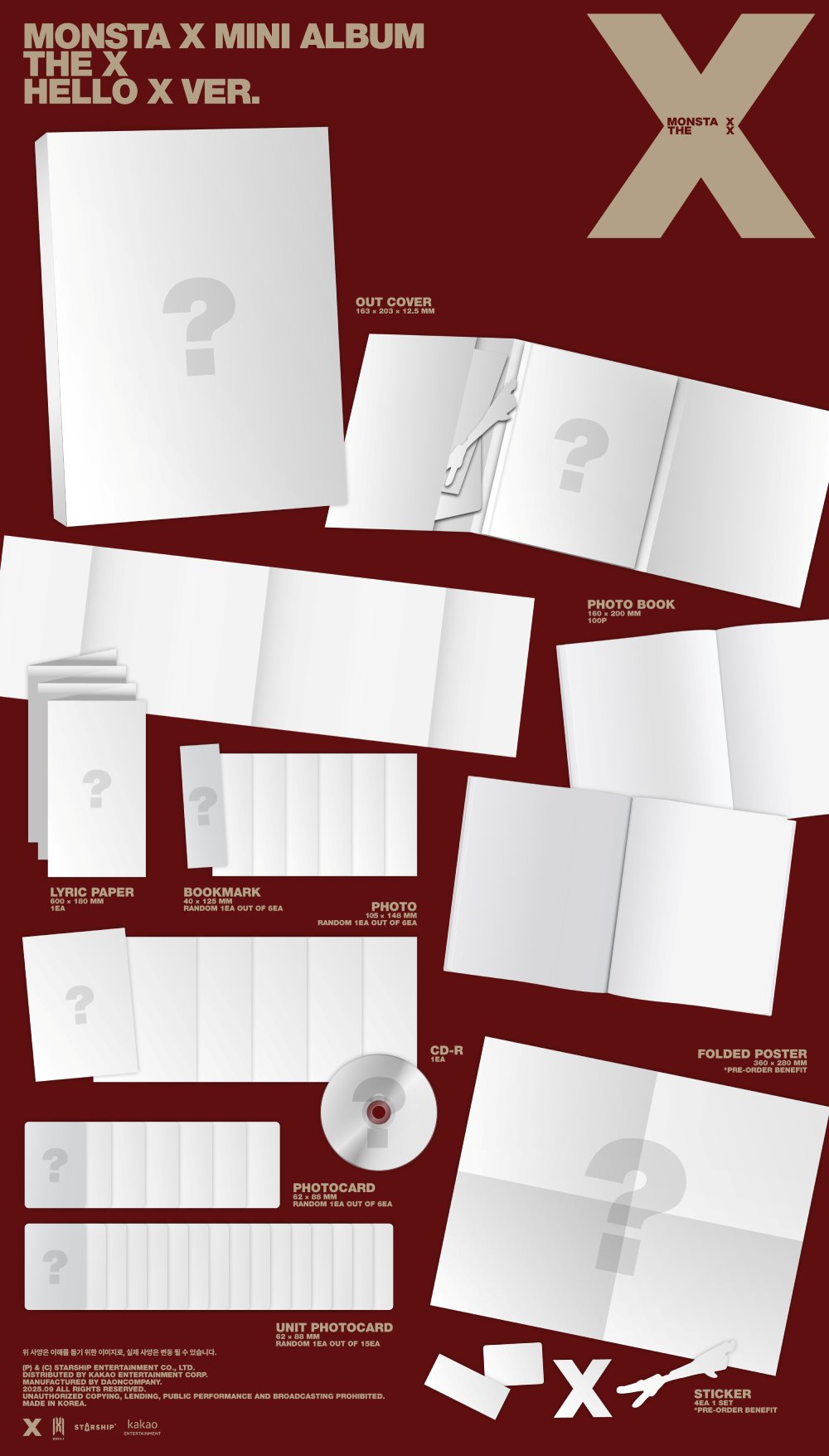 몬스타엑스 - MINI ALBUM THE X (UNKNOWN X VER./ UNDERDOG X VER / HELLO X VER./ XX VER.)
