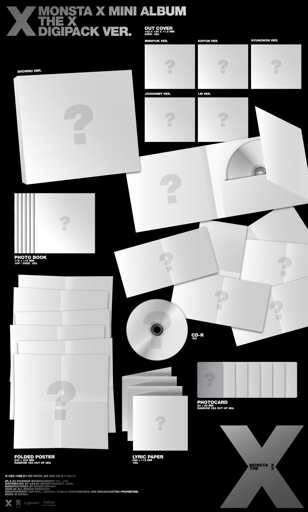 몬스타엑스 (MONSTA X) - 미니 13집 [THE X] DIGIPACK VER. (한정반) (랜덤)
